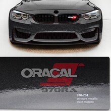 Simli Araç Kaplama Folyosu Oracal 970 Glossy (Parlak) 704 Black Metallic - 2