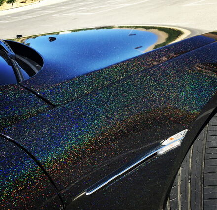 Simli Araç Kaplama Folyosu Oracal 970 Glossy (Parlak) 905 Black Galactic Gold - 3